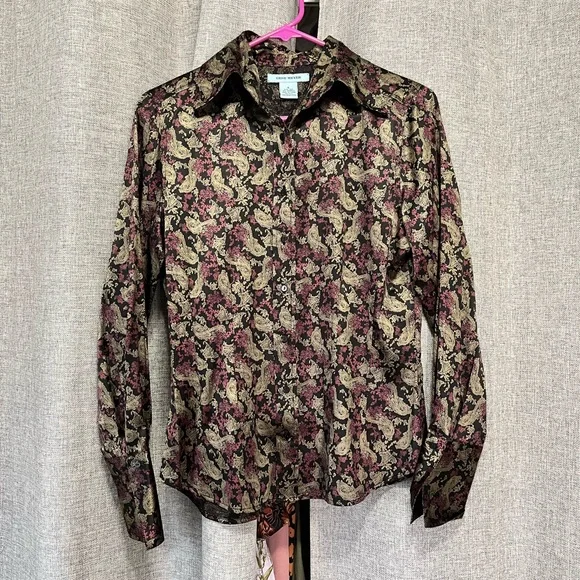 Gene Meyer Silk Blouse Paisley 4 - Picture 1 of 3